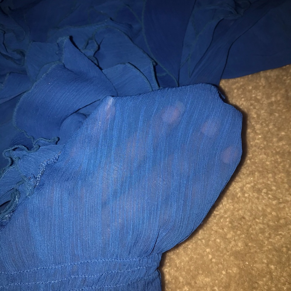 Blue Ruffle Button Up Top - Picture 5 of 5